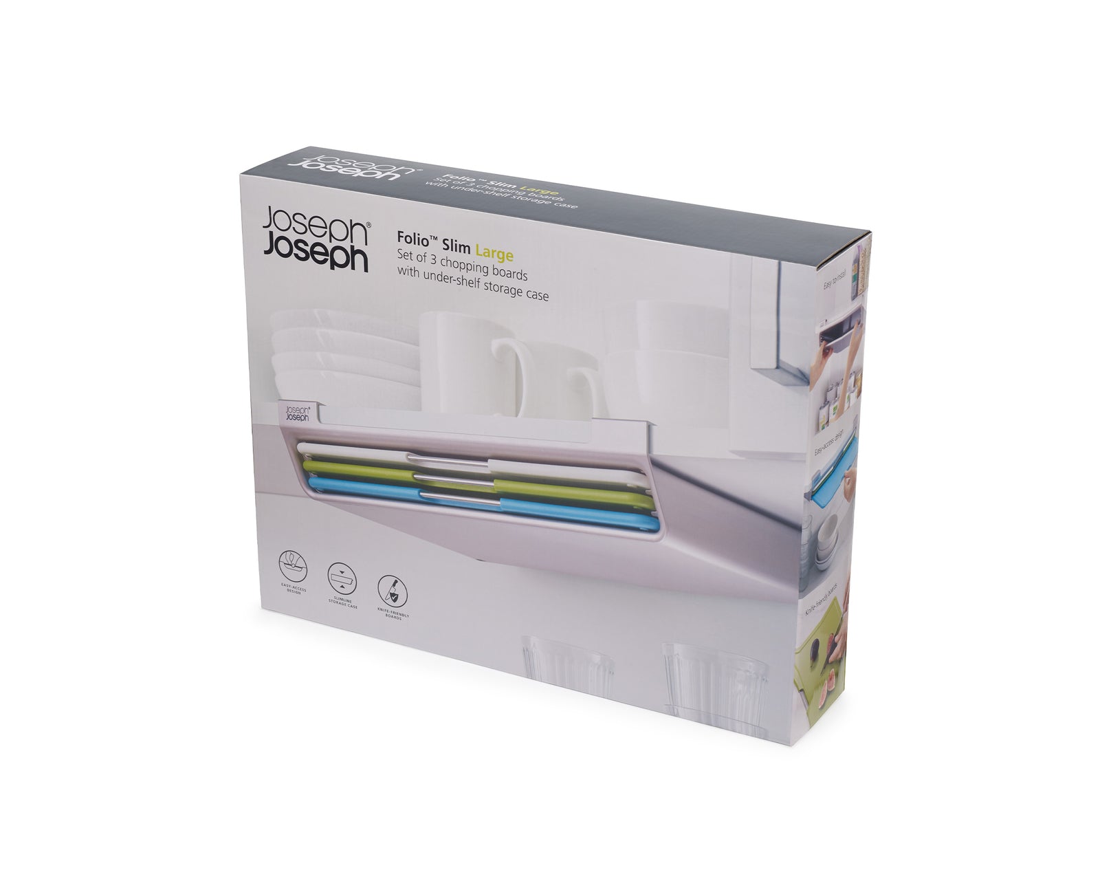 Набір різнокольорових дощок Folio Slim, 3шт. для установки під полицю, Joseph Joseph 60235