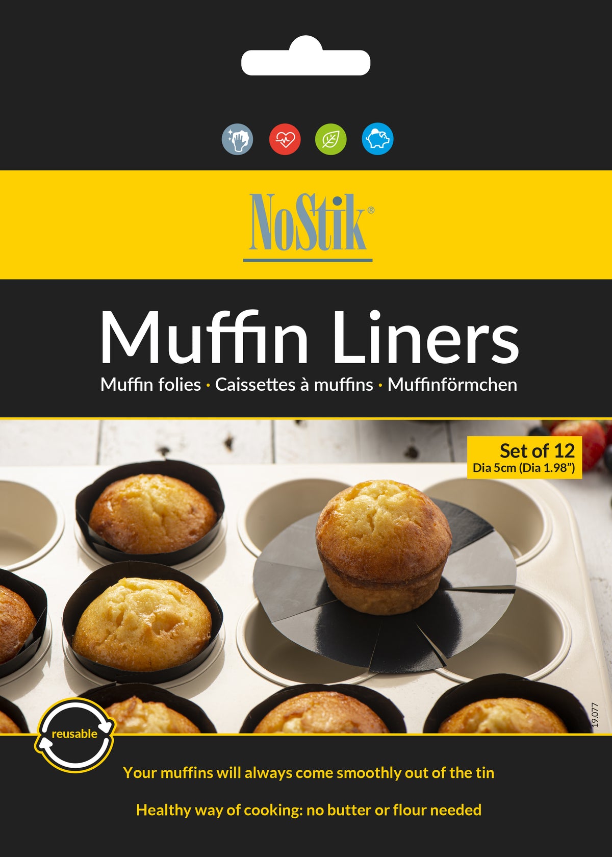 Тефлоновий багаторазовий вкладиш для маффінів Bake & Fry 12шт NoStik 19.077