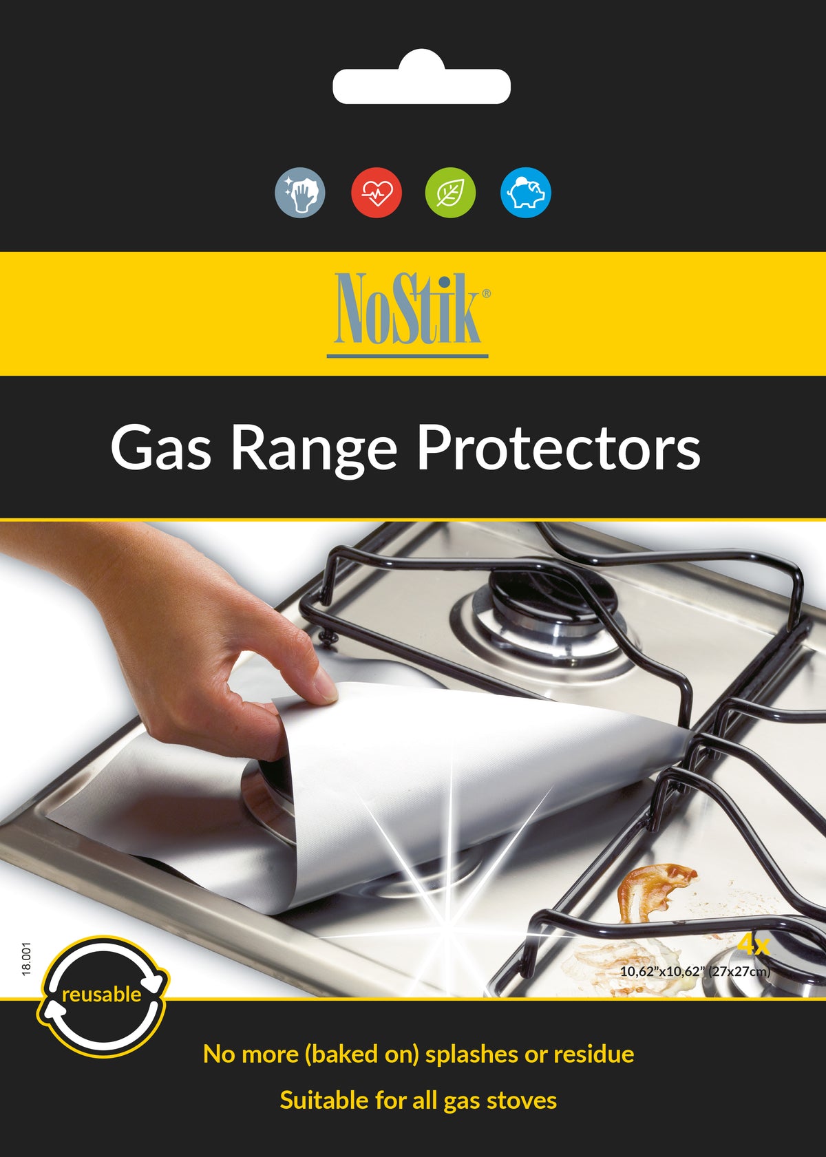 Тефлоновий захист газової плити – набір із 4 шт. Protect & Keep it Clean NoStik 18.079