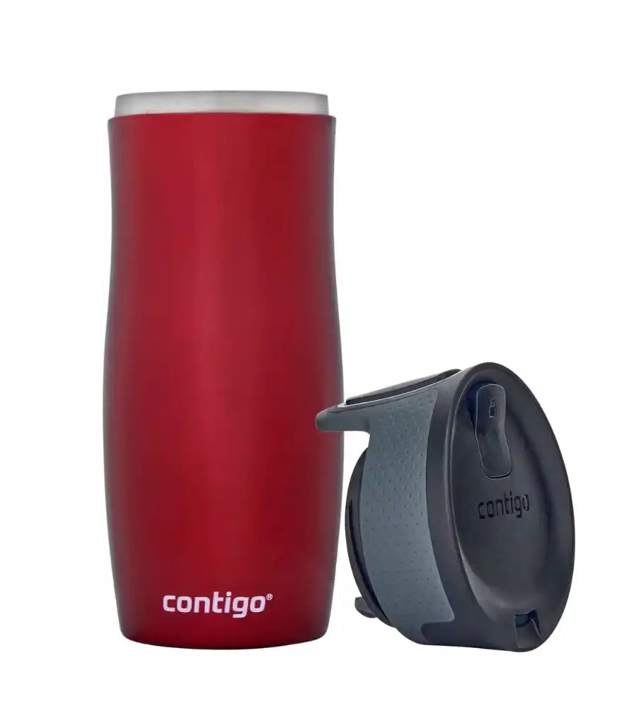 Червона подорожня чашка Contigo з кришкою.